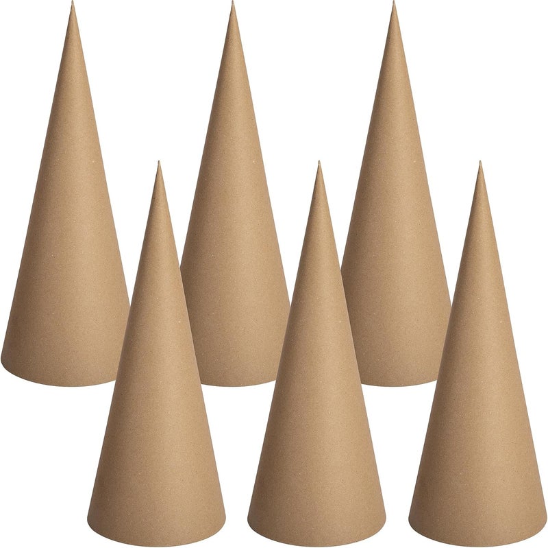 RunNico 6PCS Thick Christmas Paper Mache Trees, 13.8'' x 5.2'' Large Cardboard Craft Cones, Paper Mache Cones Open Bottom for Christmas Tree Gnomes Decorations DIY Art Crafts - Image 1
